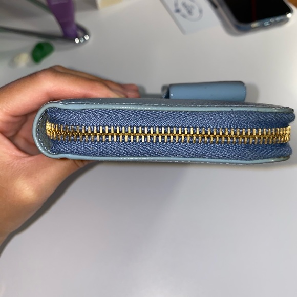 Prada Blue (Astrale) Saffiano Bow Leather Zip Wallet - Picture 6 of 15